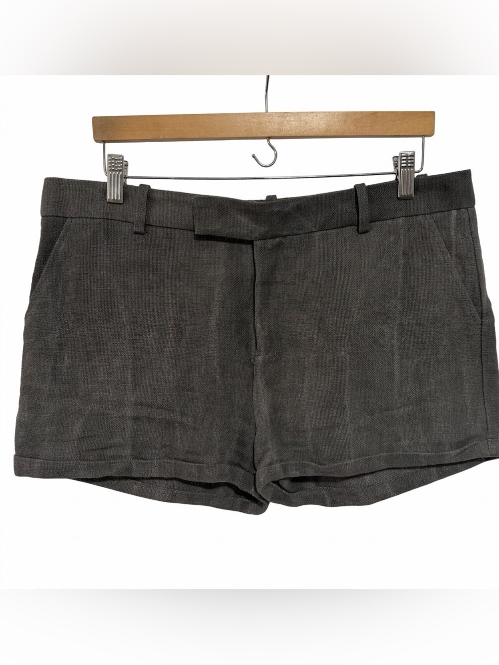 J Brand Women's Linen Dress Shorts Size 10 Gray Tailored Casual Minimalist